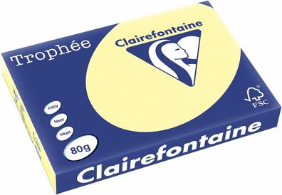 Clairefontaine 1884C Druckerpapier Kopierpapier Trophee A3, 80g, 500 Blatt, Gelb