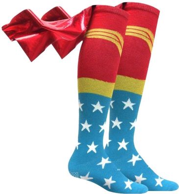 Wonder Woman Kniestrümpfe - DC Comics Justice League Lange Socken mit Schleifen