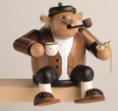 Räuchermann Kantenhocker Opa mit Kaffeetasse BxTxH= 13x11x14cm NEU Rauchen