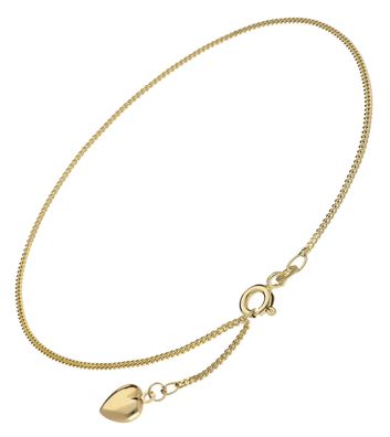 trendor Schmuck Fußkettchen Gold 333 Fußkette mit Herz-Anhänger 15291