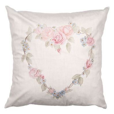 Clayre & Eef Kissenbezug 45x45 cm Beige Polyester Herz (Gr. 45x45 cm)