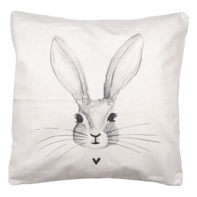 Clayre & Eef Kissenbezug 45x45 cm Beige Polyester Kaninchen (Gr. 45x45 cm)