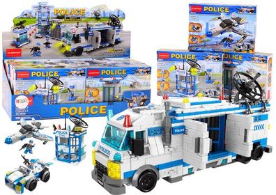 Polizei ?ód? Flugzeug Hubschrauber Bausteine Blau MIX