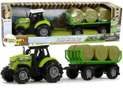 Traktor mit Anhänger Heuballen Ton Grün