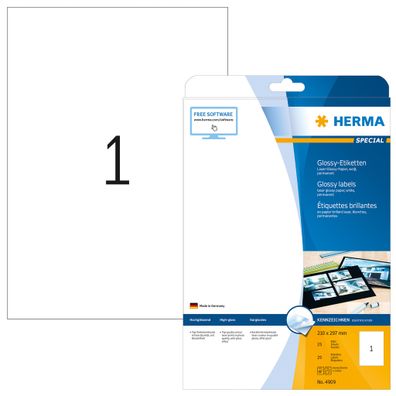 Herma Etiketten permanent haftend 210 x 297 mm weiss Hochglanz 25 Bl 25 Etik