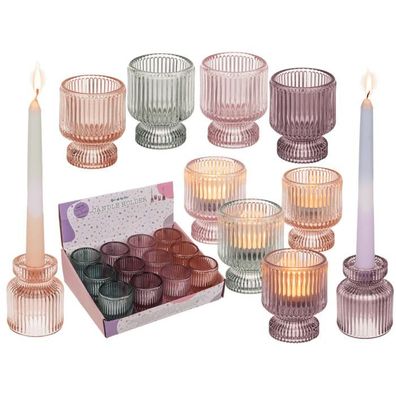 Glas-Teelicht-/Kerzenhalter, 2 in 1,