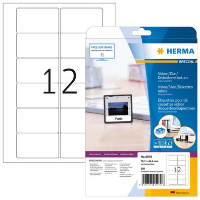 Herma Etiketten für VHS permanent haftend 78,7 x 46,6 mm weiss 25 Bl 300 Etik