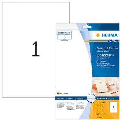 Herma Etiketten permanent haftend 210 x 297 mm Folie transparent 10 Bl 10 Etik