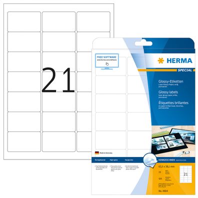 Herma Etiketten permanent haftend 63,5 x 38,1 mm weiss Hochglanz 25 Bl 525 Etik