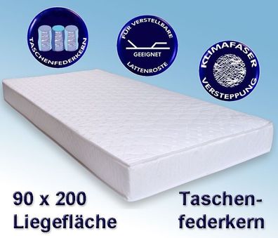 Matratze Avance 90x200cm, Taschenfederkernmatratze, Härtegrad mittel