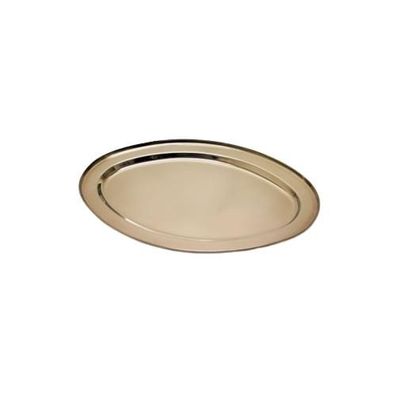 Servierplatte Edelstahl Platte oval 40 x 26 cm silberfarben Haushalt Gastrobedarf