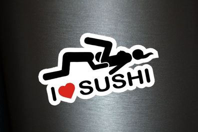 1 x Aufkleber I Love Sushi Autoaufkleber Sticker Fun Gag Tuning Shocker Kleber