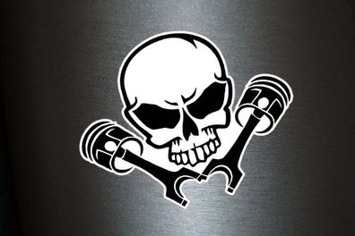 1 x Aufkleber Totenkopf Kolben Skull Turbo Sticker Tuning Autoaufkleber Fun Gag