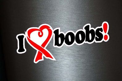 1 x Aufkleber I Love Boobs Herz Heart Boobies Sticker Tuning Shocker Fun OEM Gag