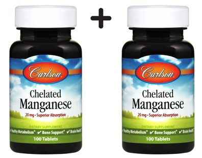 2 x Chelated Manganese, 20mg - 100 Tabs