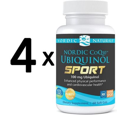 4 x Nordic Naturals Nordic CoQ10 Ubiquinol Sport, 100mg - 60 softgels