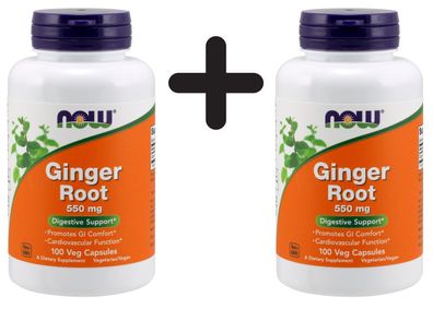 2 x NOW Foods Ginger Root, 550mg - 100 vcaps