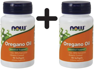 2 x NOW Foods Oregano Oil, Enteric - 90 softgels