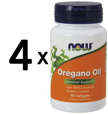 4 x NOW Foods Oregano Oil, Enteric - 90 softgels
