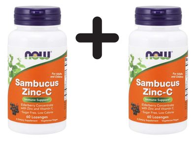 2 x NOW Foods Sambucus Zinc-C - 60 lozenges