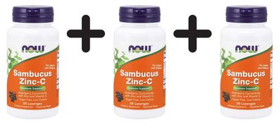 3 x NOW Foods Sambucus Zinc-C - 60 lozenges