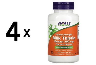 4 x NOW Foods Silymarin with Artichoke & Dandelion, 300mg - 100 vcaps