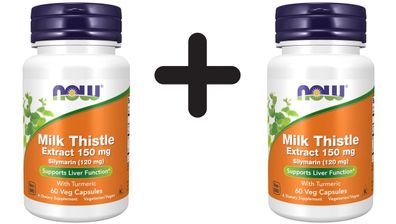 2 x NOW Foods Silymarin with Turmeric, 150mg - 60 vcaps