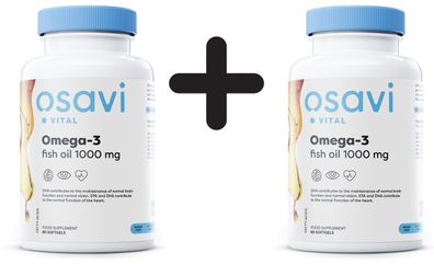 2 x Osavi Omega-3 Fish Oil, 1000mg (Unflavoured) - 60 softgels