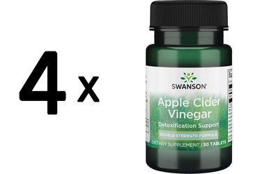 4 x Swanson Apple Cider Vinegar, 200mg Double-Strength - 30 tablets