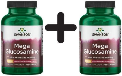 2 x Swanson Mega Glucosamine, 750mg Glucosamine Sulfate 2KCl - 120 caps