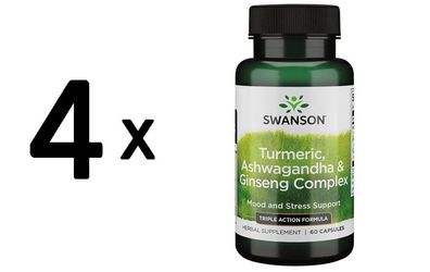 4 x Swanson Turmeric, Ashwagandha & Ginseng Complex - 60 caps