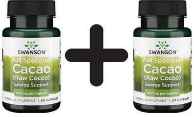 2 x Swanson Full Spectrum Cacao (Raw Cocoa), 400mg - 60 caps