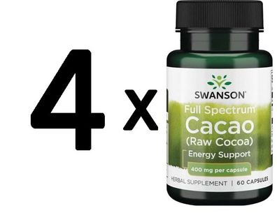 4 x Swanson Full Spectrum Cacao (Raw Cocoa), 400mg - 60 caps