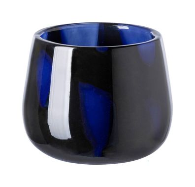 Fink MARLY, Glasvase, Windlicht, Glas, glatt, blau , schwarz, L. 14 cm, B. 14 cm,