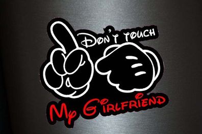 1 x Aufkleber Don't Touch My Girlfriend Mickey Mouse Hände Sticker Tuning Fun