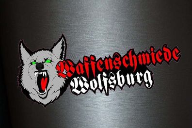1 x Aufkleber Waffenschmiede Wolfsburg Tuning Custom Wolf Sticker Autoaufkleber