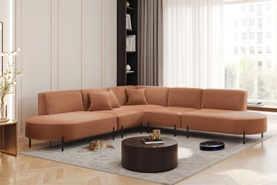 Ecksofa Designersofa Valencia in Stoff Quelle Ziegelbraun Universal