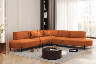 Ecksofa Designersofa Valencia in Stoff Noel Ziegelrot Universal