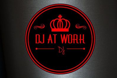 1 x Aufkleber DJ At Work Emblem Logo Sticker Autoaufkleber Tuning Music Fun Gag