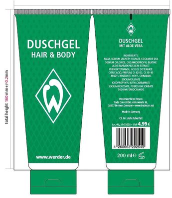 SV Werder Bremen Duschgel Hair &amp; Body Fussball