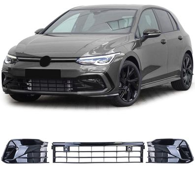 Stoßstangengitter 3-teilig Schwarz Glanz für VW Golf 8 GTI GTD R-Line 19-24