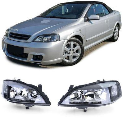 Klarglas Scheinwerfer Schwarz für Opel Astra G 97-04