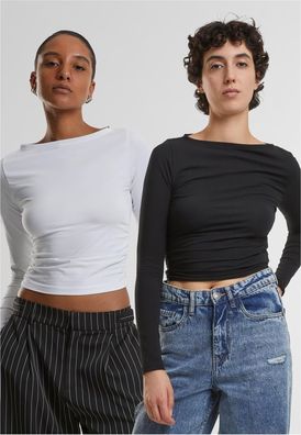 Urban Classics Damen Ladies Ruffled Super Slim Longsleeve 2-Pack TB7088A
