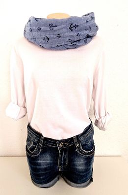 Blogger Loop Schal Rundschal Halstuch Schlauchschal 100 % Viskose Anker Jeansblau