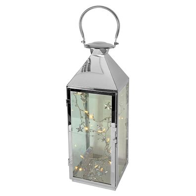 XXL Edelstahl Gartenlaterne Windlicht Laterne + 20'er LED Stern Lichterkette