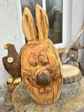Schnitzerei, Skulptur, Hase, Osterhase, ca. 70 cm, Kunst, Holzkunst