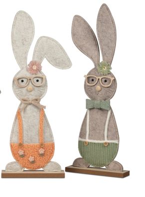 Osterhasen , ase mit Brille 2 Stück im Set 17x44cm aus Filz