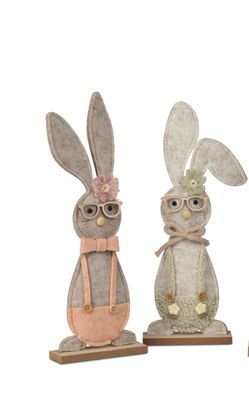 Osterhasen , ase mit Brille 2 Stück im Set 12x32cm aus Filz