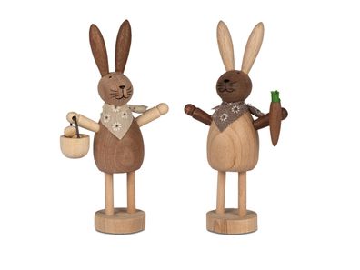 Osterhasen Hasen 1 Set aus 2 Stück Lieferumfang 19cm aus massivem Buchenholz-Mix von