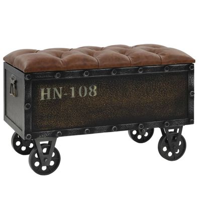 Lager- und Transport Hocker, Aufbewahrungsbank Massivholz Kunstleder 80,5x41x50 cm